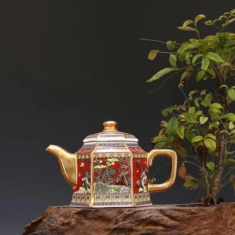 Enamel gilt kungfu Teapot