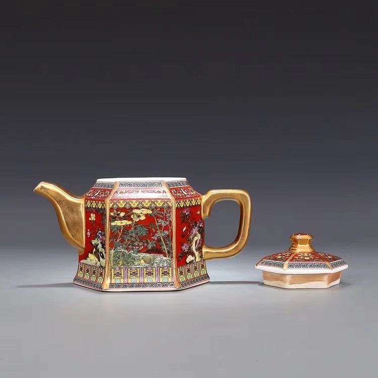 Enamel gilt kungfu Teapot