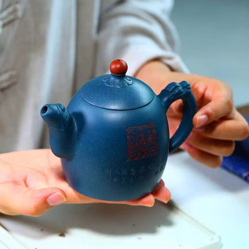 Purple clay Green mud  Teapot