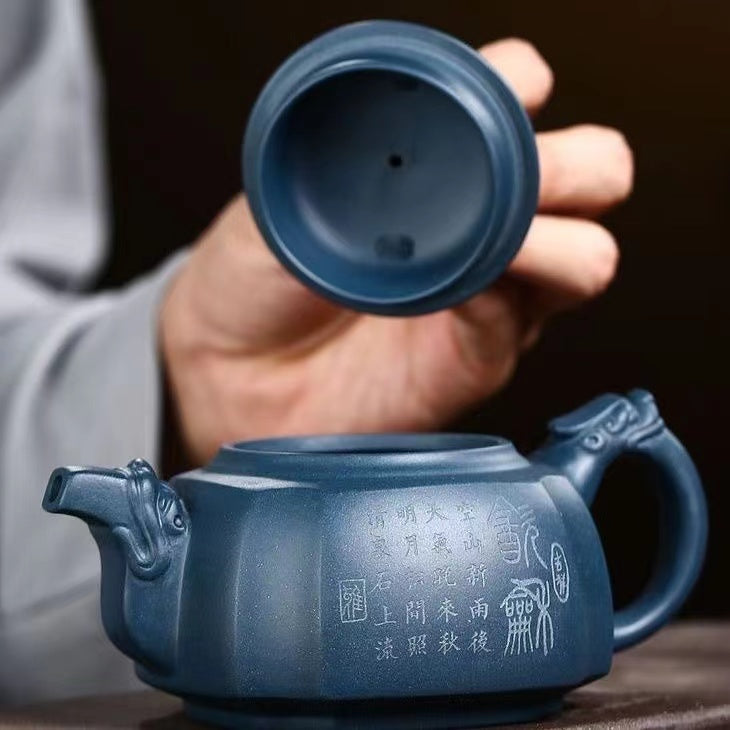 Zisha Square Dragon Teapot