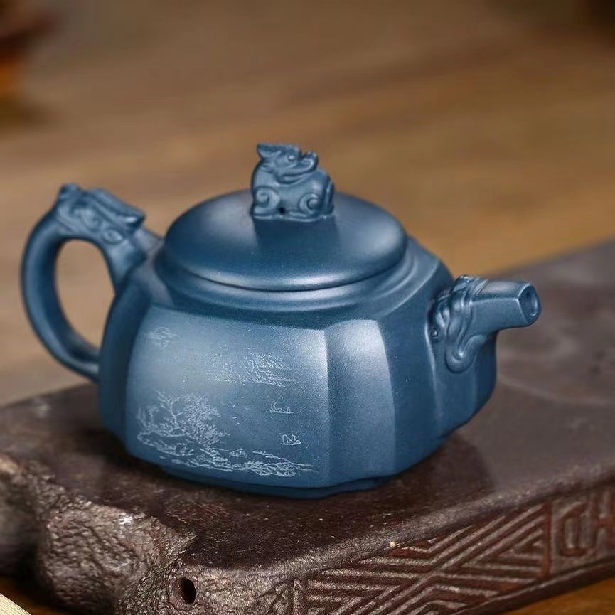 Zisha Square Dragon Teapot