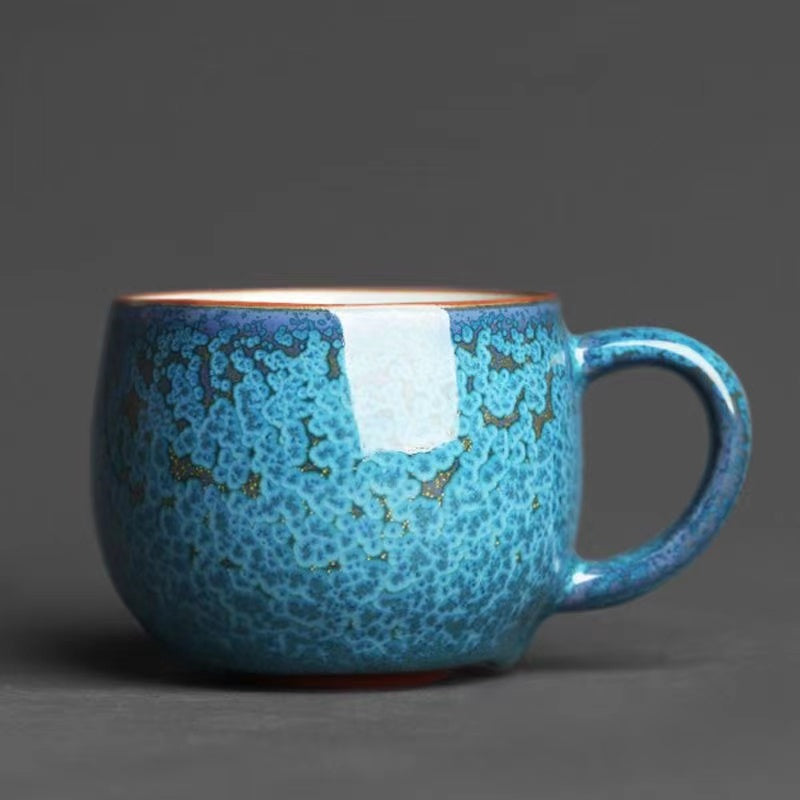 Jun kiln puffy blue gold teapot/teacup/covered bowl