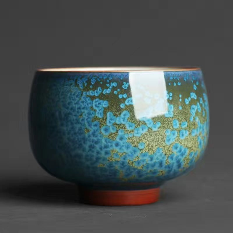 Jun kiln puffy blue gold teapot/teacup/covered bowl