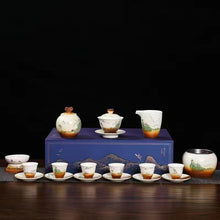 Load image into Gallery viewer, Vintage style wood-fired hand-painted Tea set
