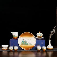 Load image into Gallery viewer, Vintage style wood-fired hand-painted Tea set
