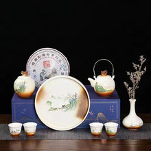 Load image into Gallery viewer, Vintage style wood-fired hand-painted Tea set
