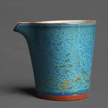 Load image into Gallery viewer, Jun kiln puffy blue gold teapot/teacup/covered bowl
