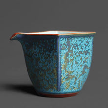 Load image into Gallery viewer, Jun kiln puffy blue gold teapot/teacup/covered bowl
