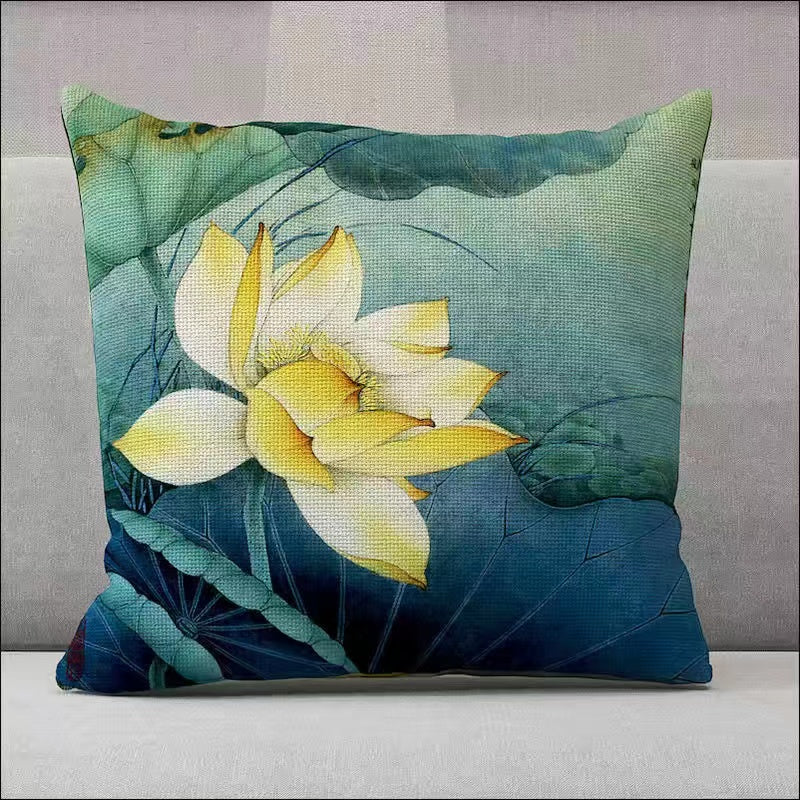 Chinese round meticulous lotus throw pillow cushion