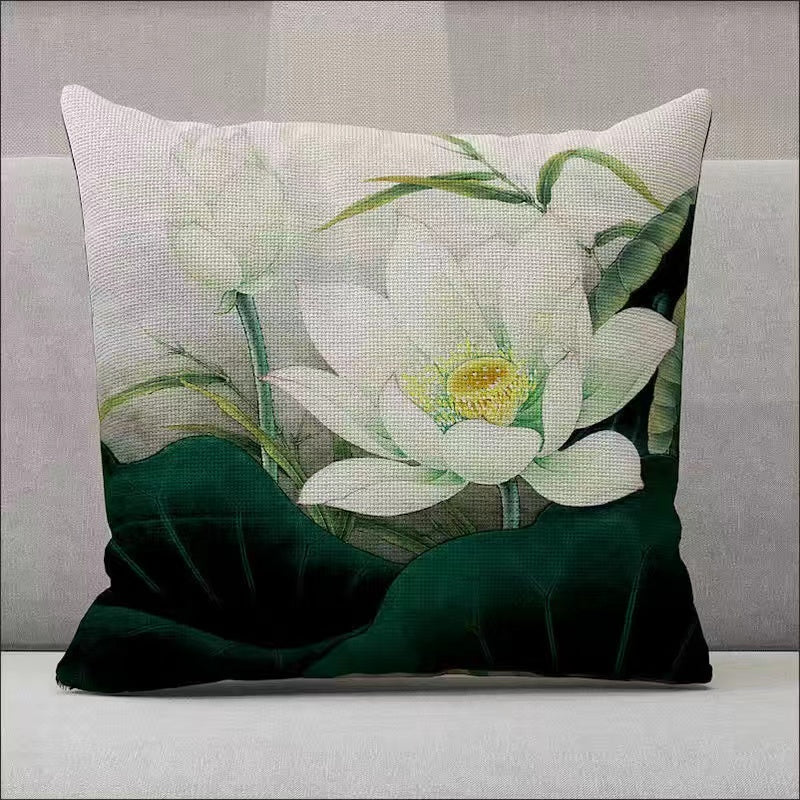 Chinese round meticulous lotus throw pillow cushion