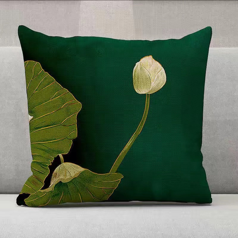 Chinese round meticulous lotus throw pillow cushion