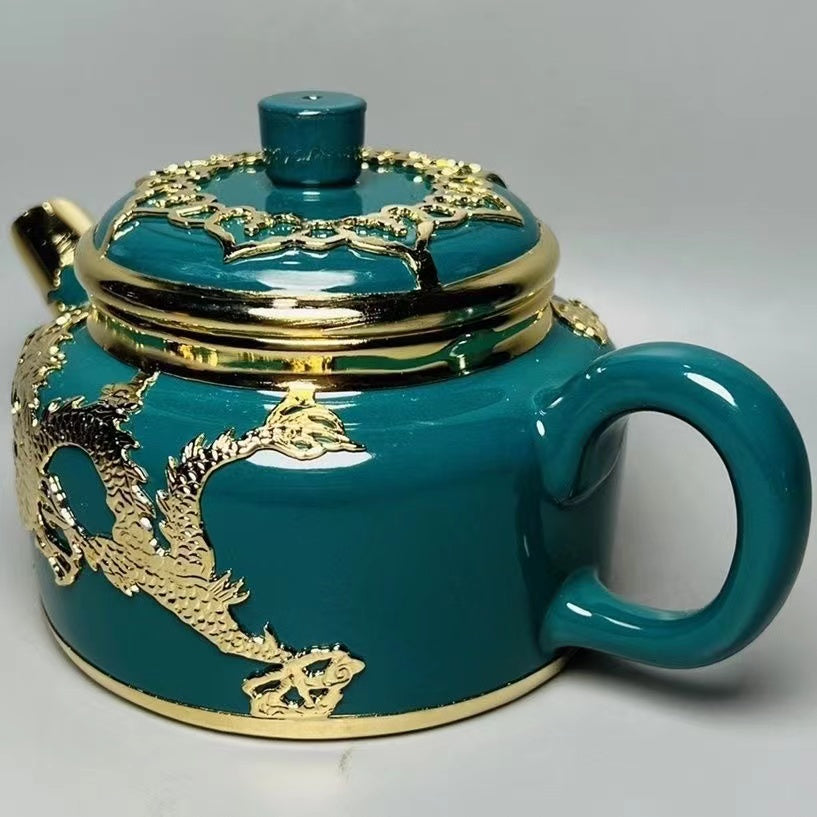 Zisha Gold Double Dragon Teapot