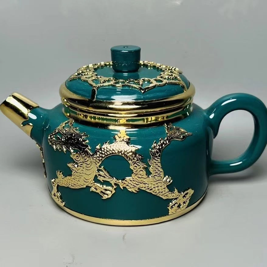 Zisha Gold Double Dragon Teapot