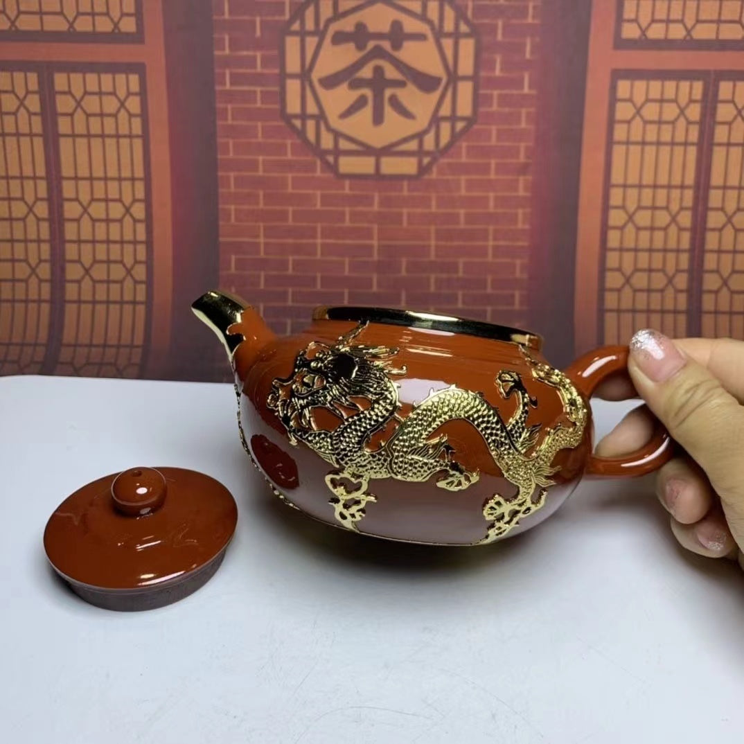 Zisha Golden Dragon Handmade Teapot