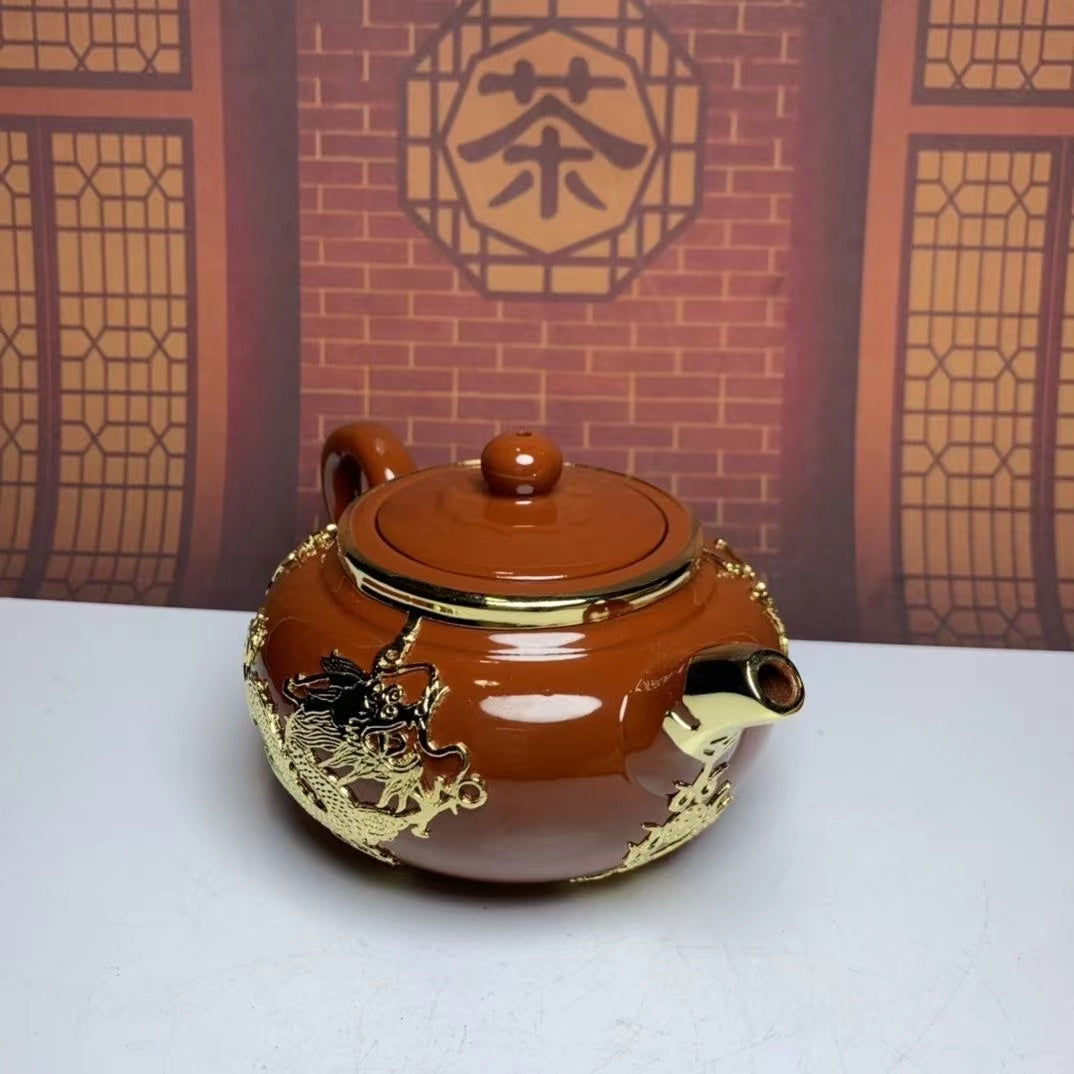 Zisha Golden Dragon Handmade Teapot