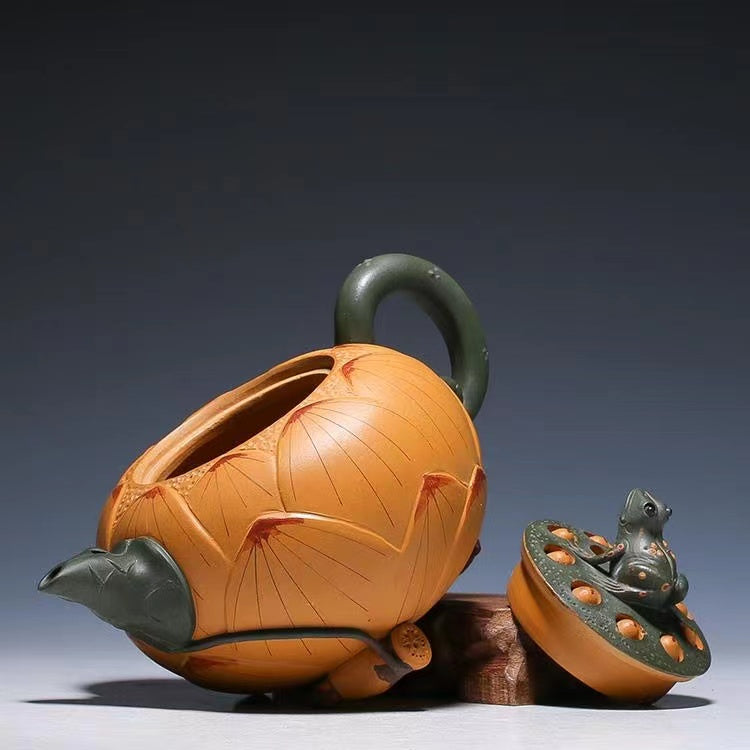 Purple clay frog lotus seed Teapot