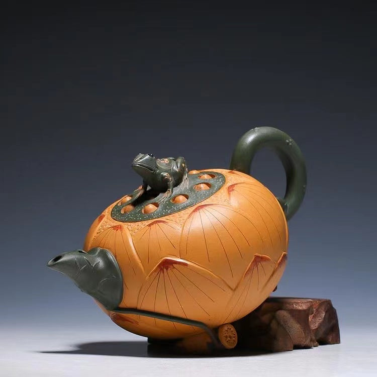 Purple clay frog lotus seed Teapot