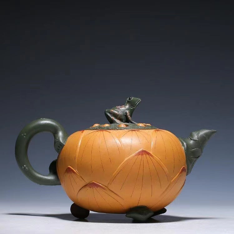 Purple clay frog lotus seed Teapot