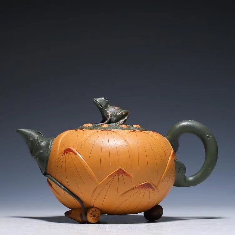 Purple clay frog lotus seed Teapot