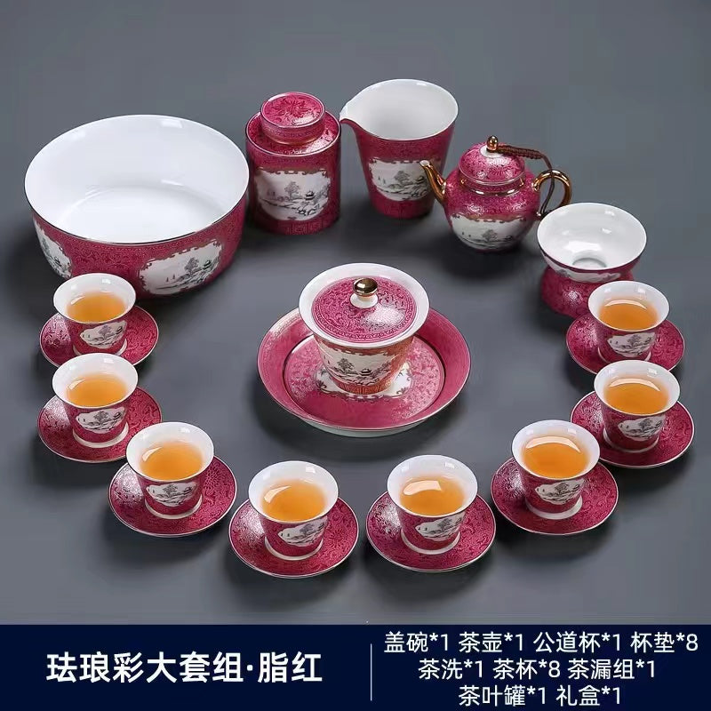 High end enamel kungfu tea set