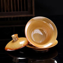 Load image into Gallery viewer, High grade retro firewood sancai cover bowl
