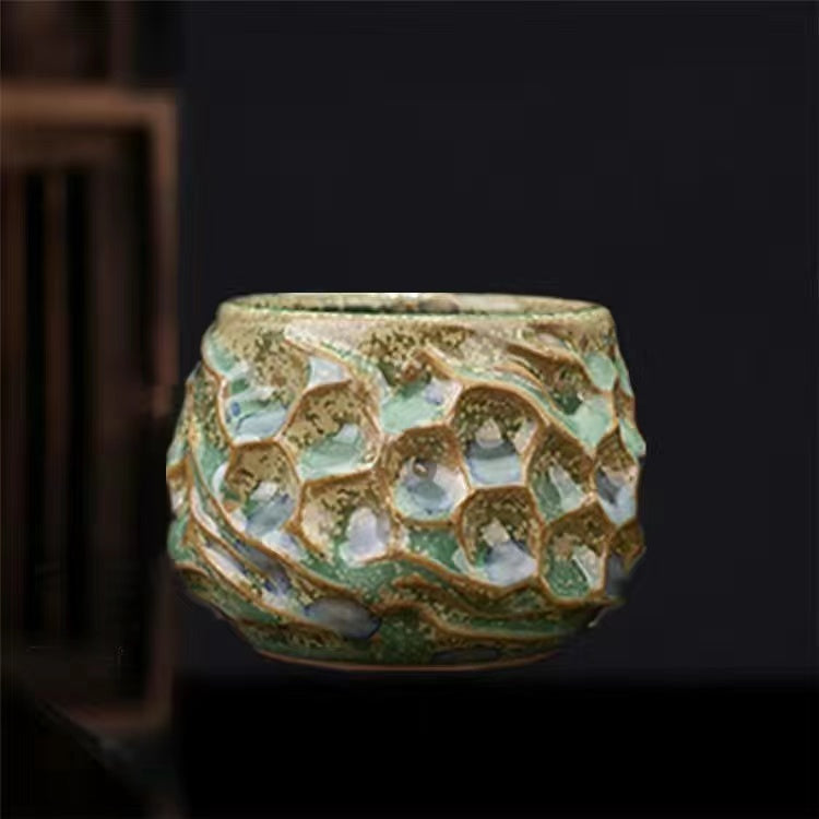 Master Collection----High-end handmade Tianmu oil drop Shino yaki Tea cup(M290)