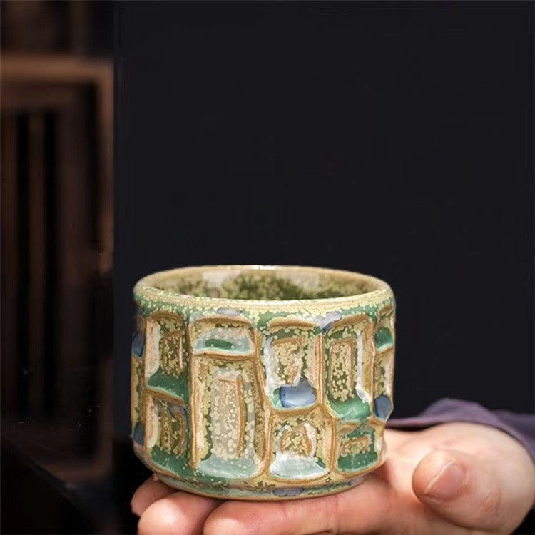 Master Collection----High-end handmade Tianmu oil drop Shino yaki Tea cup(M290)