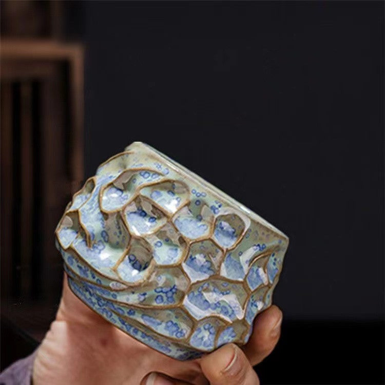 Master Collection----High-end handmade Tianmu oil drop Shino yaki Tea cup(M290)