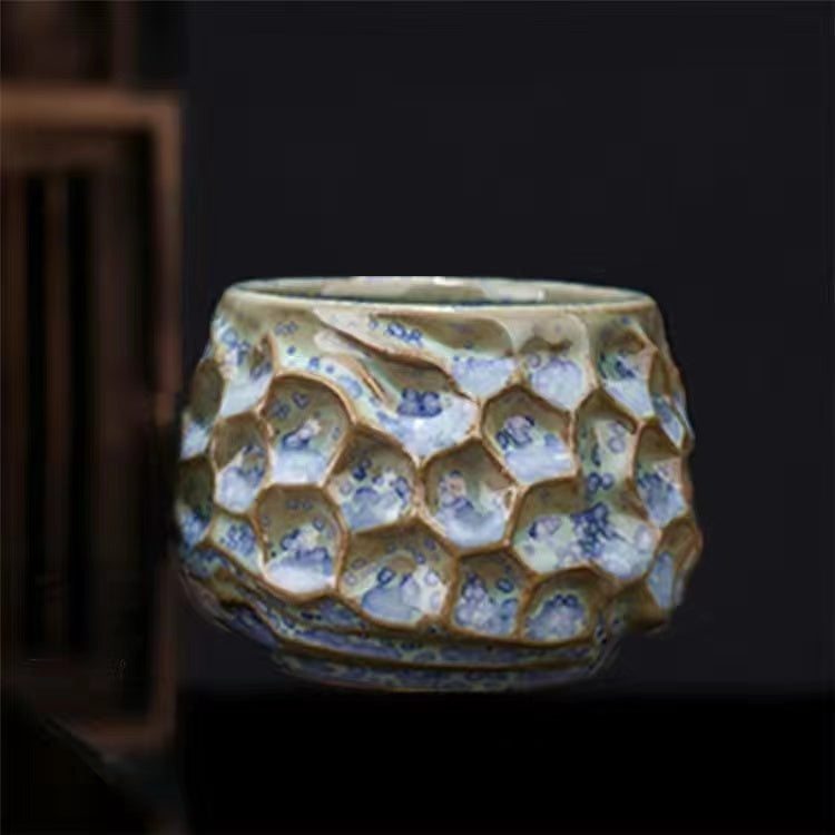 Master Collection----High-end handmade Tianmu oil drop Shino yaki Tea cup(M290)