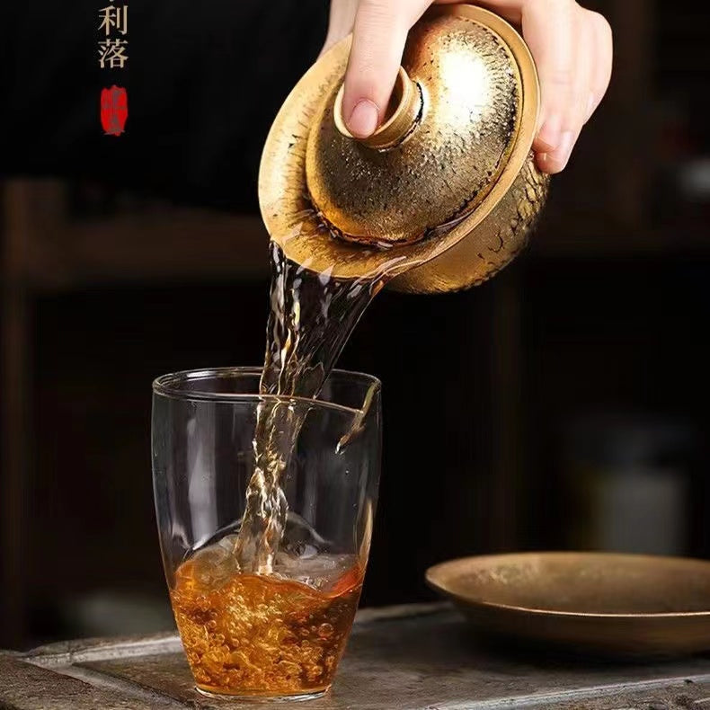 Master Collection----National master handmade 24k gold-plated tea bowl of Tianmu Cup top kungfu(M292)