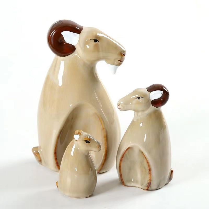 Ceramic Chinese cute small animal set Ornaments