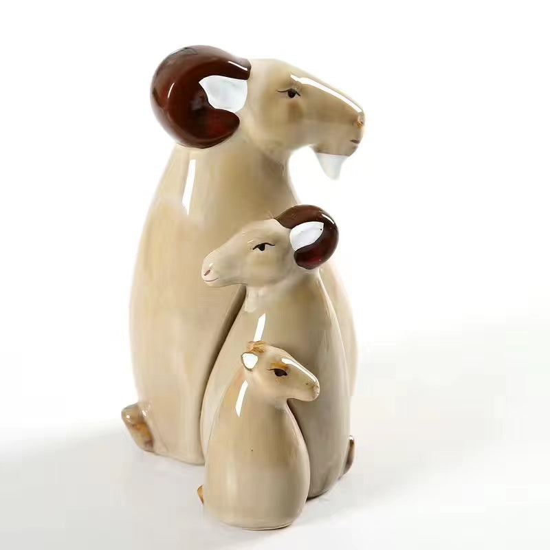 Ceramic Chinese cute small animal set Ornaments