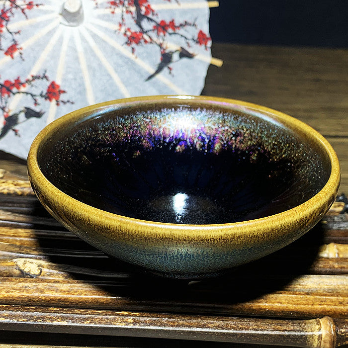 Master Collection--Colorful purple Butterfly Jianzhan Teacup(M142)