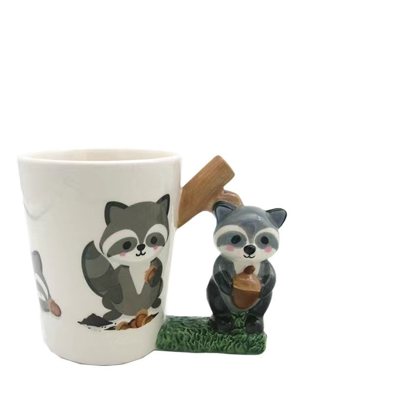 Cute cartoon raccoon ceramic mug