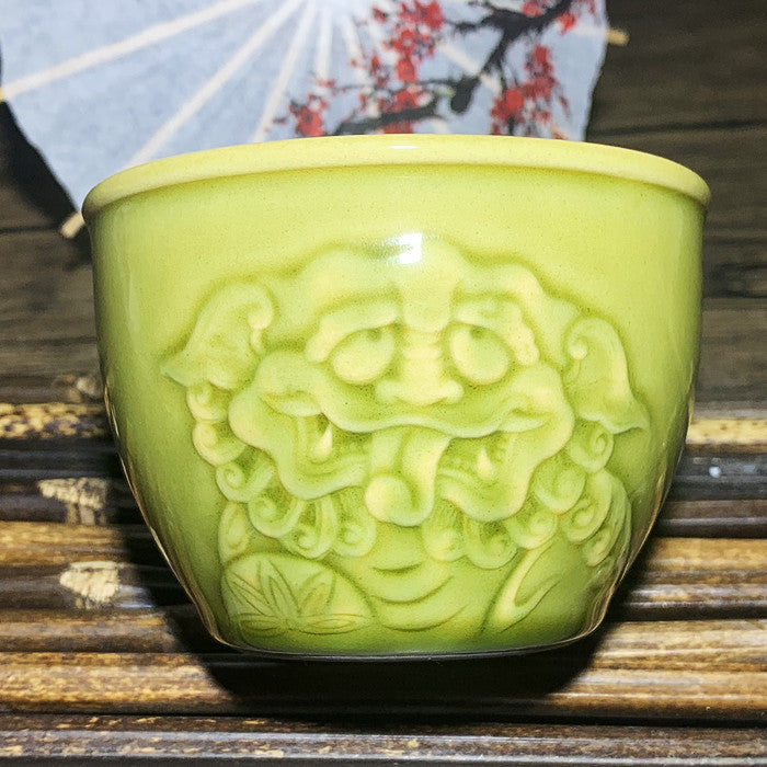 Master Collection---- High end Ge Yao Qilin Lion Handmade Tea Cup(M309)