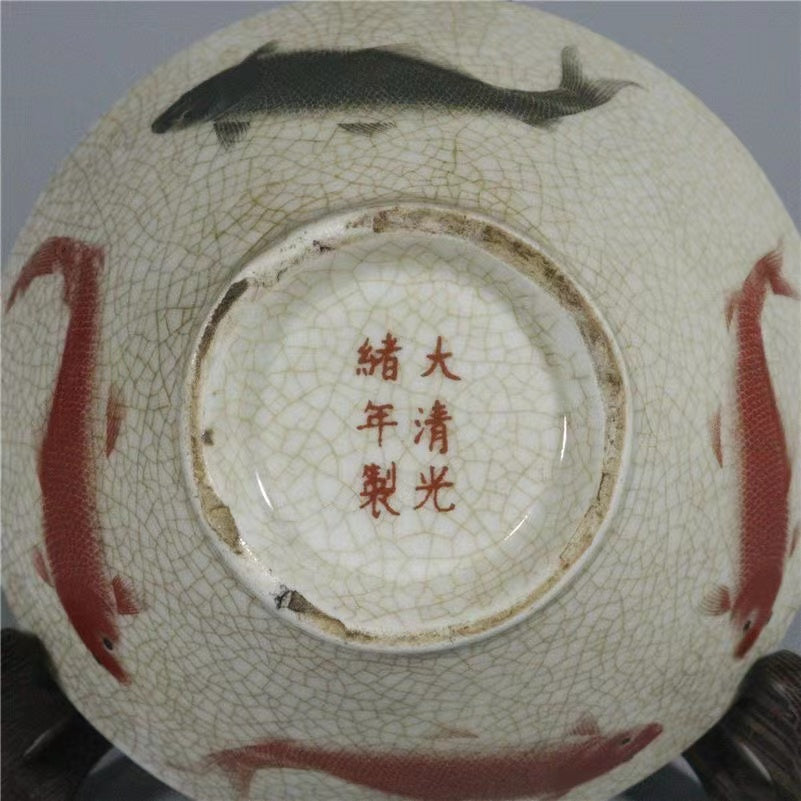 Fish pattern porcelain bowl antique collection ornaments