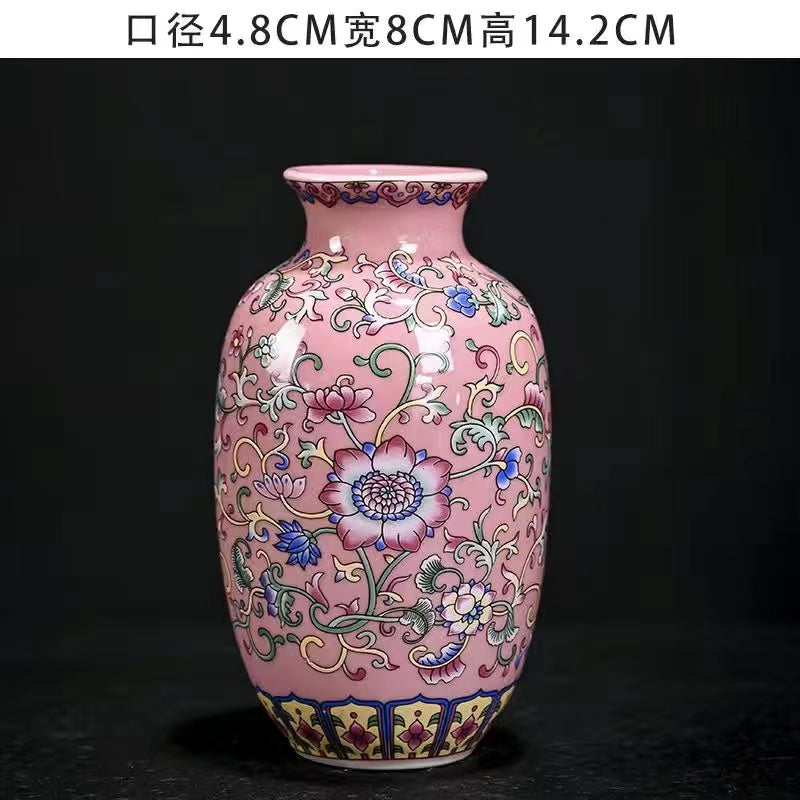 High grade enamel pink vase accessories