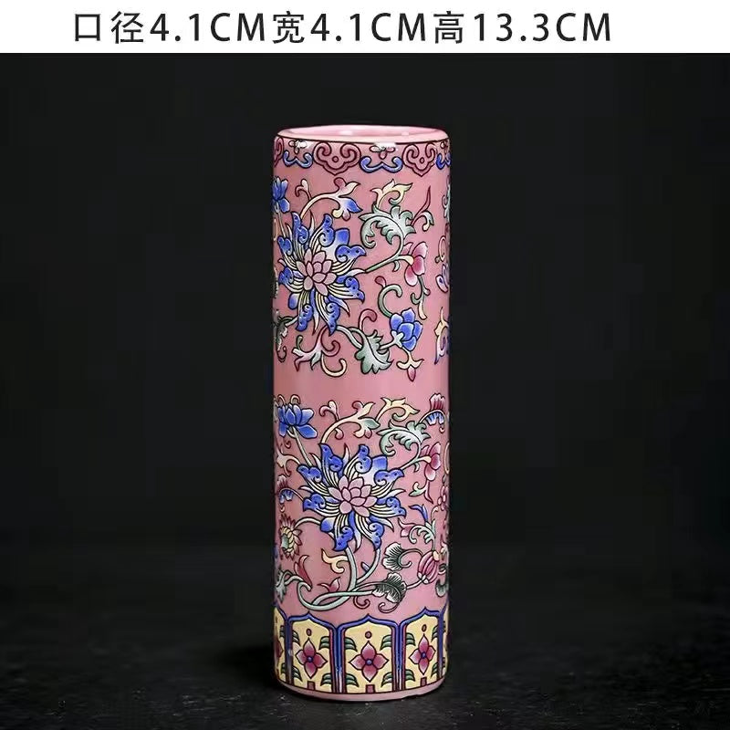 High grade enamel pink vase accessories