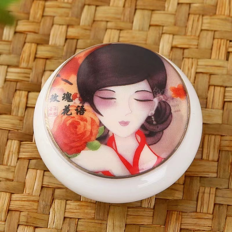 Ceramic mini decal beauty head seal Tea jar