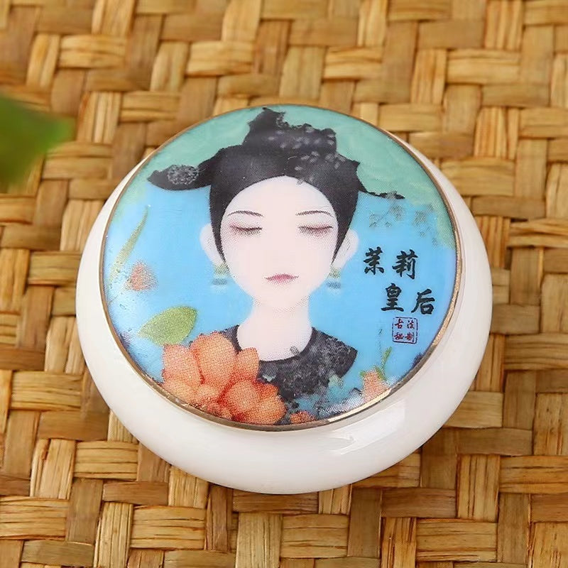 Ceramic mini decal beauty head seal Tea jar