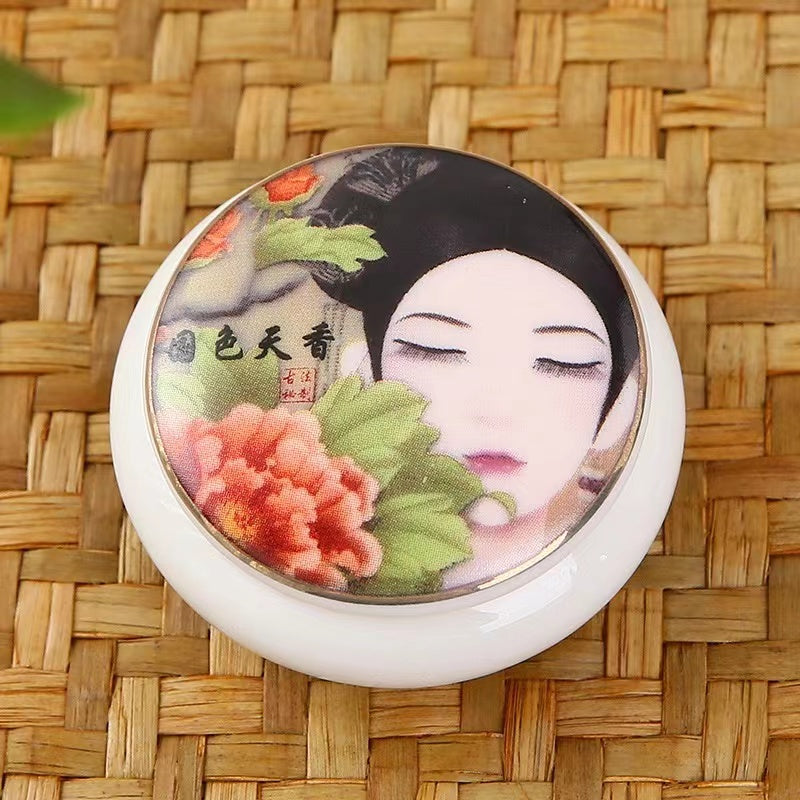 Ceramic mini decal beauty head seal Tea jar