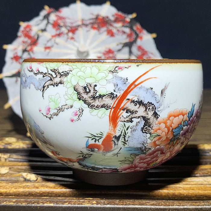 Master Collection---- Rich Changchun hand-painted flower and bird Teacup(M315)