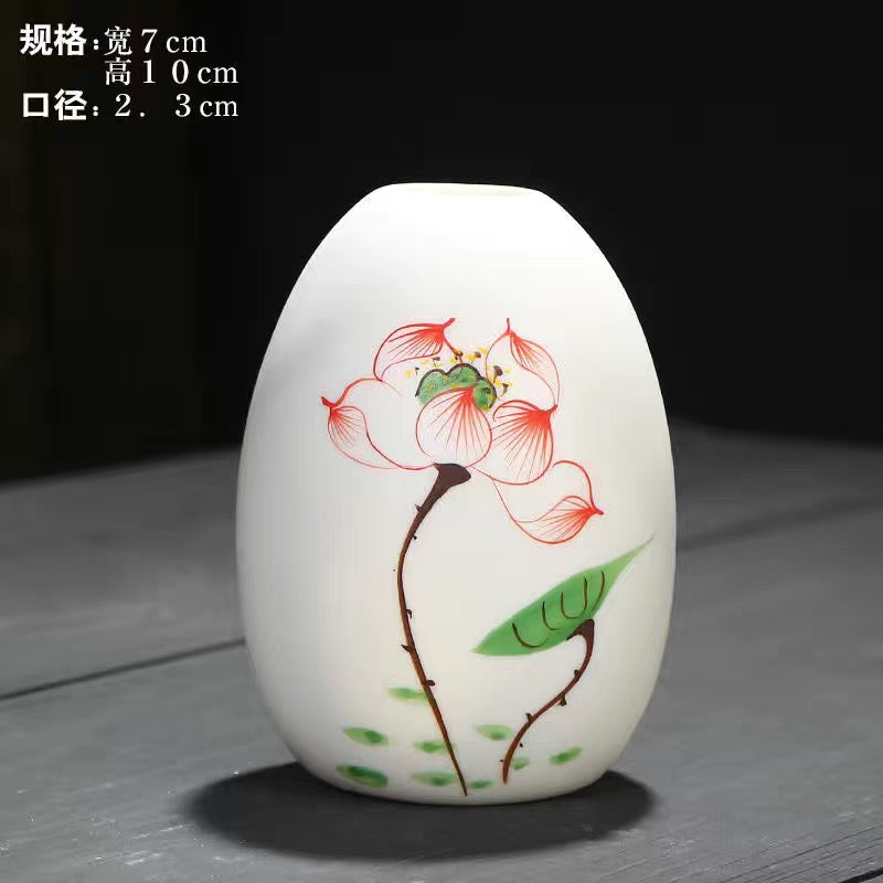 Hand-painted ceramic vase--Height 9-12cm