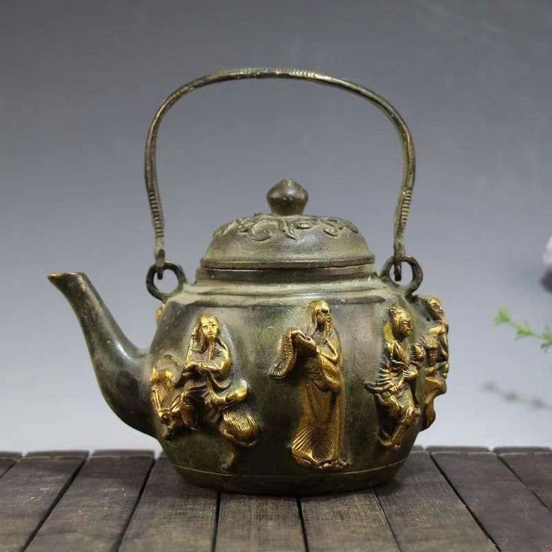 Antique Bronze Eight Immortals Teapot