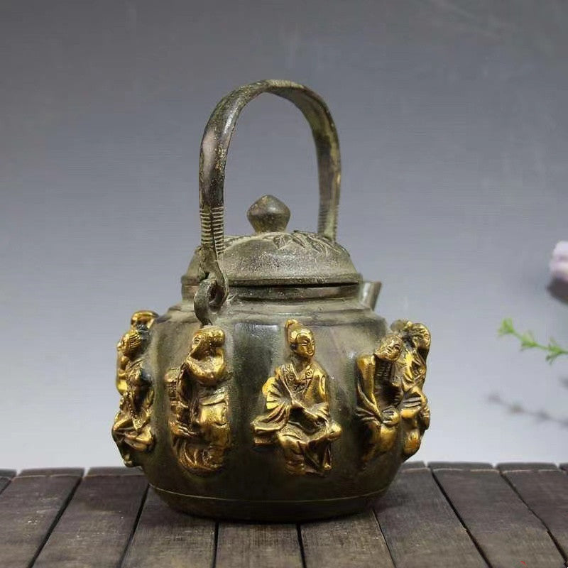 Antique Bronze Eight Immortals Teapot