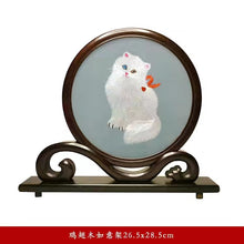 Load image into Gallery viewer, Double-sided hand-made ornaments of Hunan embroidery inviting wealthy Persian white cat
