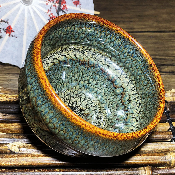 Master Collection----Dark green sleeping dragon Teacup  (M342)