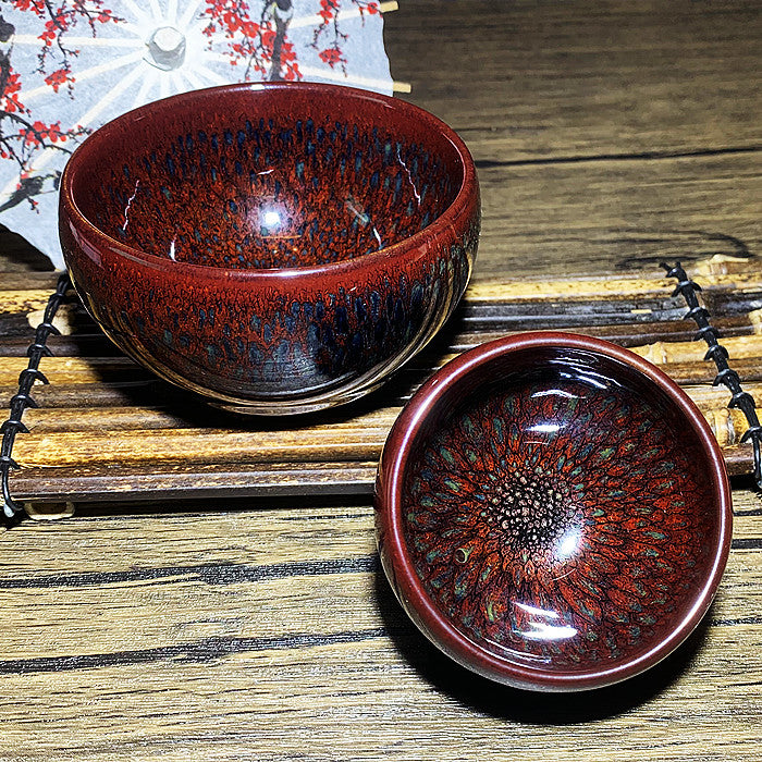 Master Collection----Dark Red Partridge Tea Cup Set (M347)