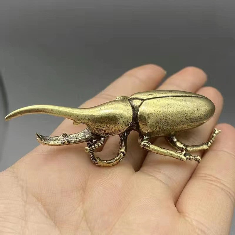 Brass beetle insect tea pet handle