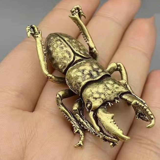 Brass beetle insect tea pet handle